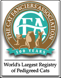 Kelloggs Cattery is a member of The Cat Fanciers' Association - The Largest Registry of Pedigreed Cats